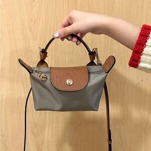 Longchamp Brown and Gray Mini Bag